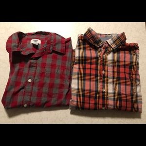 (2) Long sleeve button front shirt